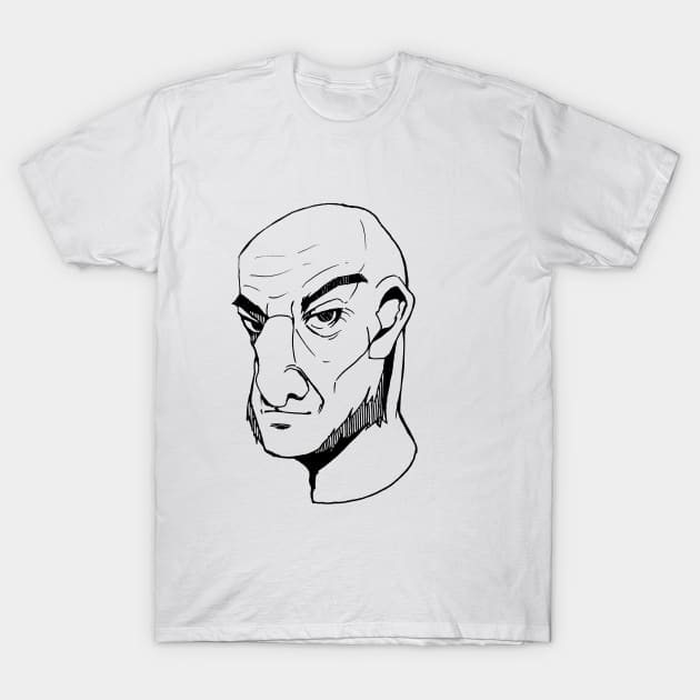 Cool bald old man caricature T-Shirt by Ricebowl 